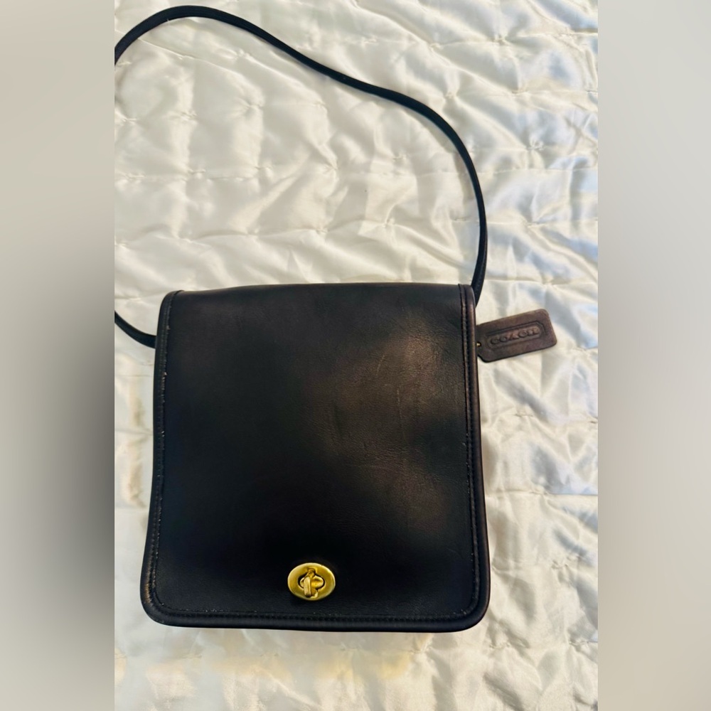 Coach Black Leather Crossbody Bag with Gold Accents - Picture 10 of 13